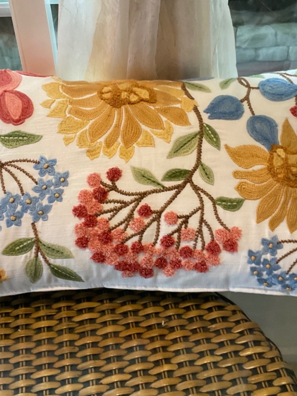 Beautiful Embroidered Throw Pillow Made in India